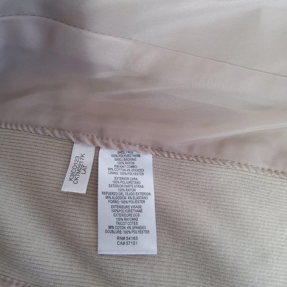 CALVIN KLEIN Faux Leather Jacket Light Beige Tan Cream size Medium - Picture 7 of 8